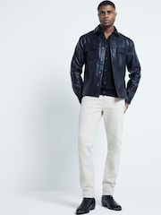 River Island Black Regular Fit Faux Leather Pocket Shirt - Image 3 of 6