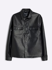 River Island Black Regular Fit Faux Leather Pocket Shirt - Image 5 of 6