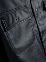 River Island Black Regular Fit Faux Leather Pocket Shirt - Image 6 of 6