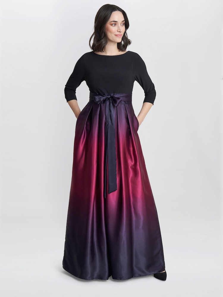 Vestido largo de satén con efecto degradado en morado y espalda en V Ingrid de Gina Bacconi - Imagen 1 de 4 Vestido largo de satén con efecto degradado en morado y espalda en V Ingrid de Gina Bacconi - Imagen 1 de 4