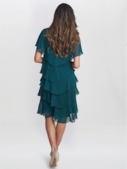 Gina Bacconi Green Bella Georgette Tiered Dress - Image 2 of 5