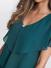 Gina Bacconi Green Bella Georgette Tiered Dress - Image 4 of 5