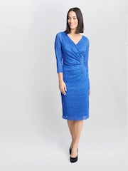 Gina Bacconi Blue Melody Lace Wrap Dress - Image 3 of 5