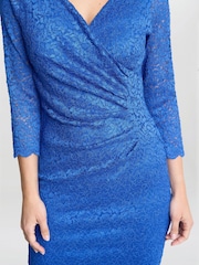 Gina Bacconi Blue Melody Lace Wrap Dress - Image 4 of 5