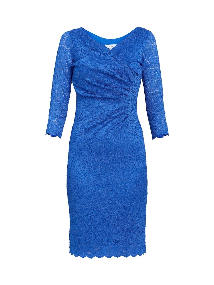 Gina Bacconi Blue Melody Lace Wrap Dress - Image 5 of 5