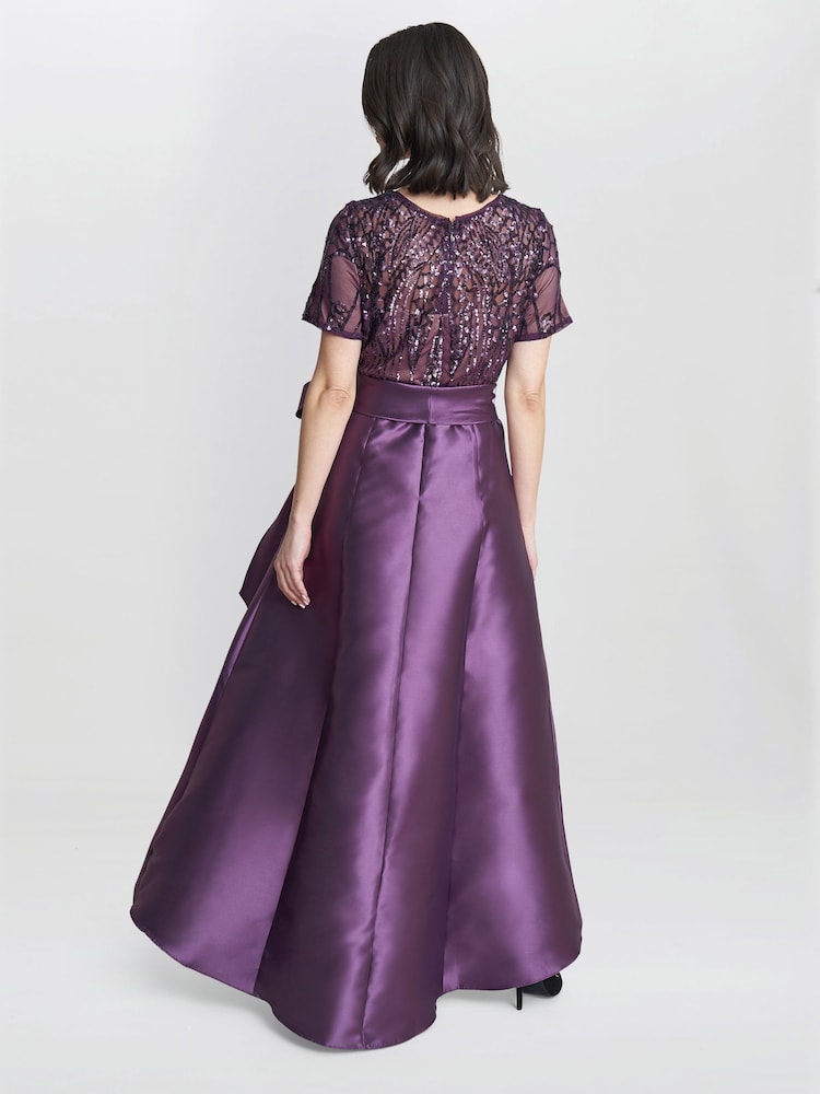 Gina Bacconi Purple Noemi Embroidered High Low Maxi Dress - Image 2 of 4