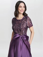 Gina Bacconi Purple Noemi Embroidered High Low Maxi Dress - Image 4 of 4