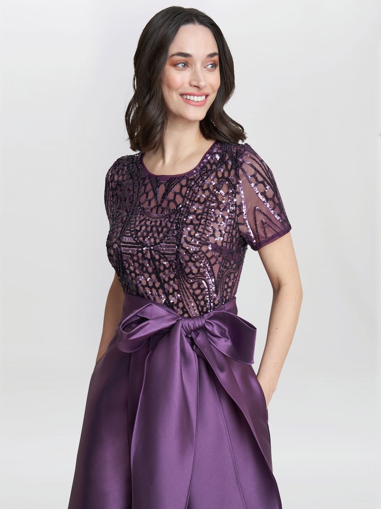 Gina Bacconi Purple Noemi Embroidered High Low Maxi Dress - Image 4 of 4