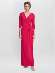 Gina Bacconi Pink Celine Jersey Wrap Maxi Dress - Image 1 of 5
