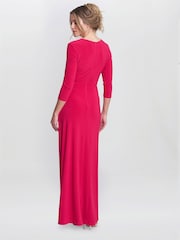 Gina Bacconi Pink Celine Jersey Wrap Maxi Dress - Image 2 of 5