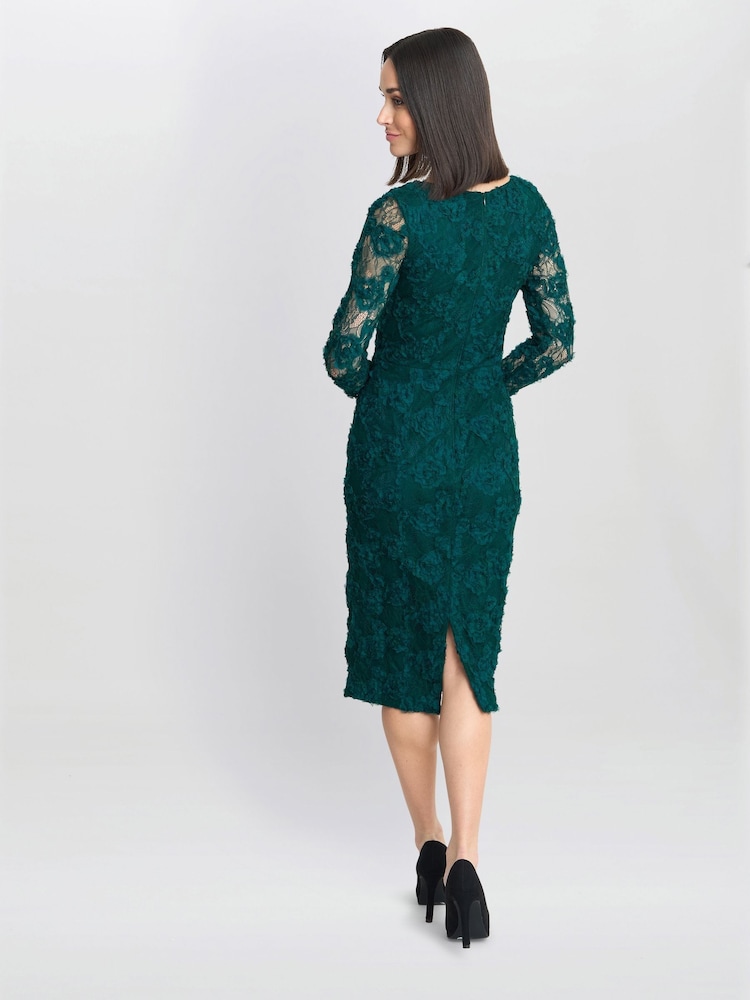 Gina Bacconi Green Scarlett Corded Floral Lace Dress - Image 2 of 4