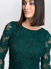 Gina Bacconi Green Scarlett Corded Floral Lace Dress - Image 4 of 4