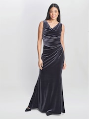 Gina Bacconi Selena Velvet Maxi Dress - Image 1 of 5