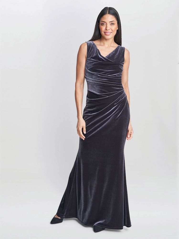 Gina Bacconi Selena Velvet Maxi Dress - Image 1 of 5