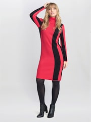 Gina Bacconi Red Hally Roll Neck Knitted Dress - Image 3 of 5