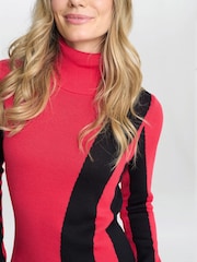 Gina Bacconi Red Hally Roll Neck Knitted Dress - Image 4 of 5