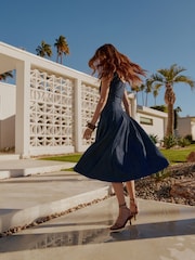 Friends Like These Rinse Wash Petite Denim Belted Midi Dress - Image 2 of 4