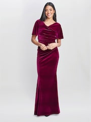 Gina Bacconi Red Minka Velvet Maxi Dress With Cowl Neck - Image 1 of 6