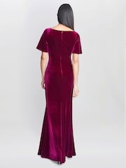 Gina Bacconi Red Minka Velvet Maxi Dress With Cowl Neck - Image 2 of 6