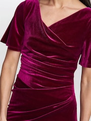 Gina Bacconi Red Minka Velvet Maxi Dress With Cowl Neck - Image 4 of 6