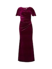 Gina Bacconi Red Minka Velvet Maxi Dress With Cowl Neck - Image 6 of 6