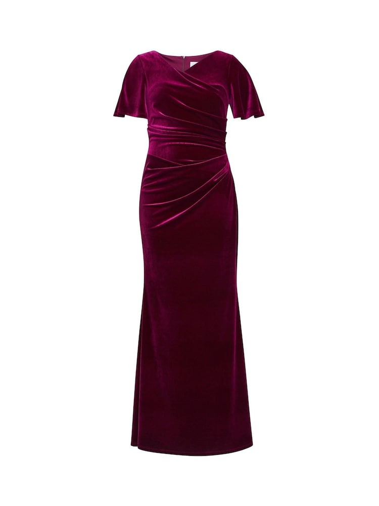 Gina Bacconi Red Minka Velvet Maxi Dress With Cowl Neck - Image 6 of 6