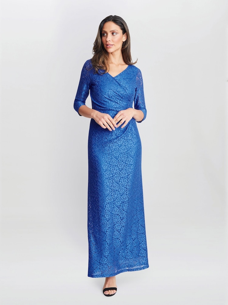 Gina Bacconi Blue Fearne Lace Wrap Maxi Dress - Image 1 of 5