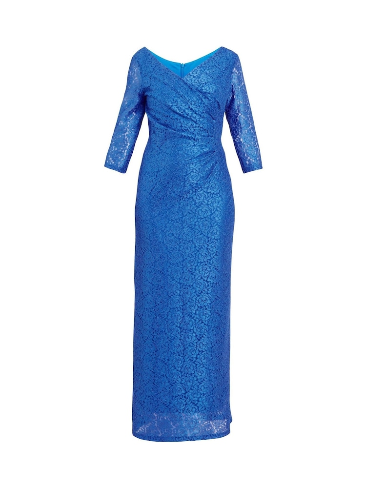 Gina Bacconi Fearne Maxi-Wickelkleid mit Spitze, Blau - Bild 5 von 5 Gina Bacconi Fearne Maxi-Wickelkleid mit Spitze, Blau - Bild 5 von 5