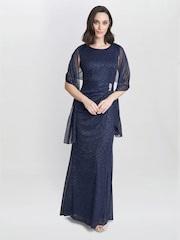 Gina Bacconi Blue Alicia Maxi Dress With Embellishment And Matching Shawl - Image 1 of 5