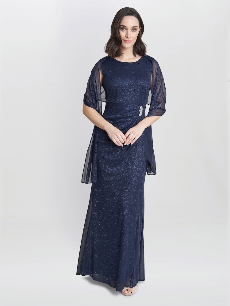 Gina Bacconi Blue Alicia Maxi Dress With Embellishment And Matching Shawl - Image 1 of 5