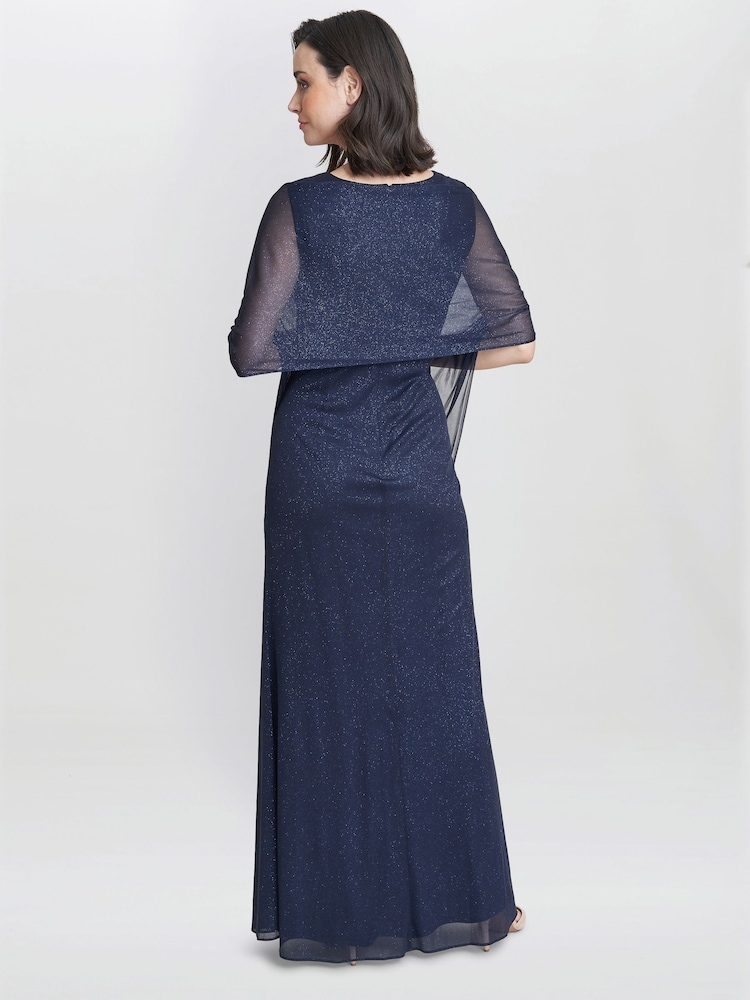 Gina Bacconi Blue Alicia Maxi Dress With Embellishment And Matching Shawl - Image 2 of 5