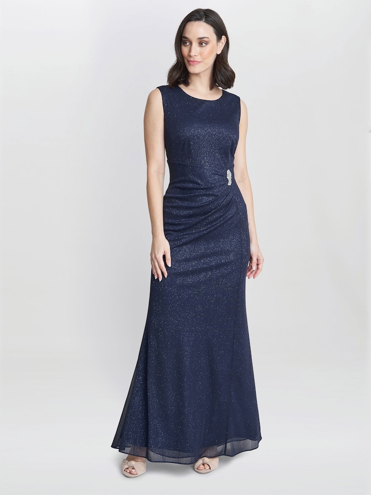 Gina Bacconi Blue Alicia Maxi Dress With Embellishment And Matching Shawl - Image 5 of 5