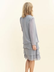 Gina Bacconi Grey Camira Lace Shoulder Bead Tier Jacket Dress - Image 2 of 6