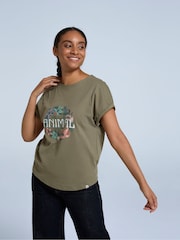 Animal Green Womens Holly Logo 100% Cotton T-Shirt - Image 3 of 4