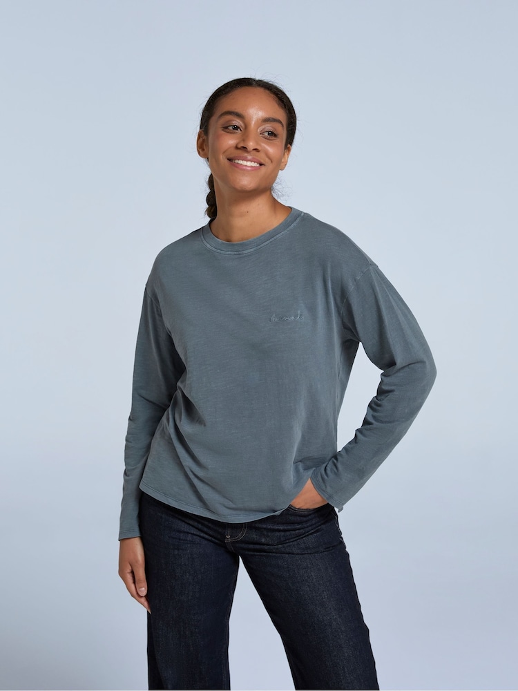 Gris - Animal Lola Womens 100% Cotton Long Sleeve Top - Imagen 1 de 4