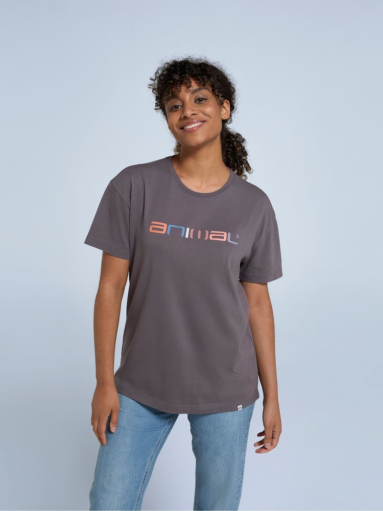 Animal Grey Womens Leena Boxy 100% Cotton T-Shirt - Image 1 of 4