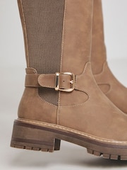 JD Williams Knee High Elasticated Boots With Buckle Detail In Wide Fit - Slika 3 iz 4