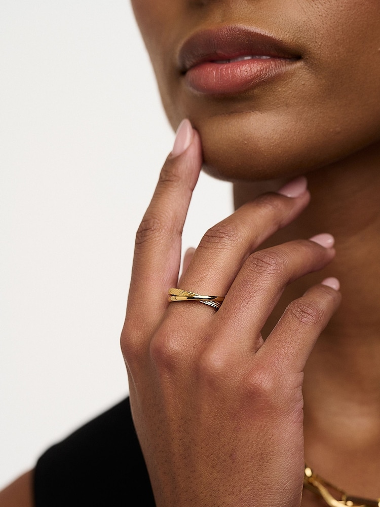 Orelia London Gold Tone Clean & Textured Interlocking Rings - Image 4 of 4