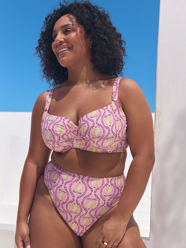 Pink Lemon Print Ultimate Support F-K Underwired Bikini Top - Image 1 of 11