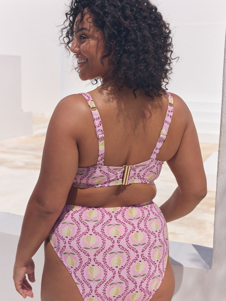 Pink Lemon Print Ultimate Support F-K Underwired Bikini Top - Image 2 of 11