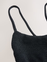 Crinkle noir - self. High Leg Tummy Control Scoop Swimsuit - Image 3 de 3