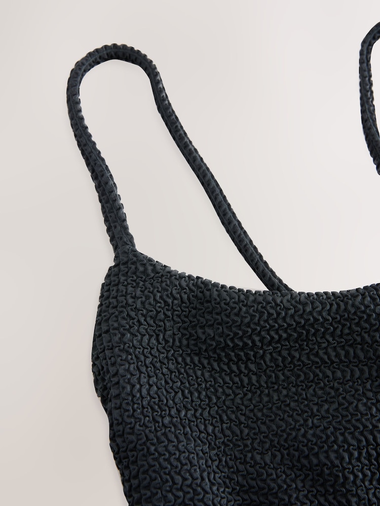 Crinkle noir - self. High Leg Tummy Control Scoop Swimsuit - Image 3 de 3
