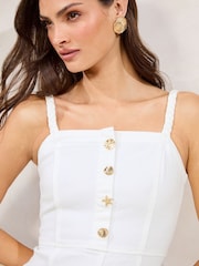 Blanc - Robe mi-longue Lipsy tressée en jean à bretelles - Image 3 de 4