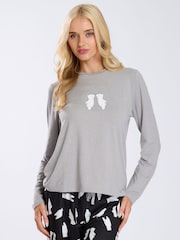 Loungeable Grey Christmas Polar Bear Long Sleeves And Joggers Pyjamas Set - Image 2 of 5