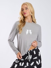 Loungeable Grey Christmas Polar Bear Long Sleeves And Joggers Pyjamas Set - Image 3 of 5