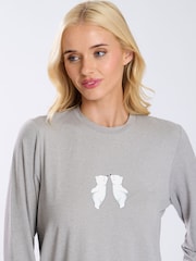 Loungeable Grey Christmas Polar Bear Long Sleeves And Joggers Pyjamas Set - Image 4 of 5