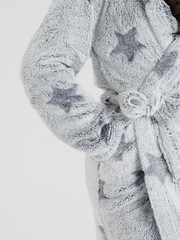 Loungeable Silver Frosted Star Cut Sherpa Hooded Midi Robe - Image 5 of 5
