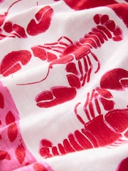 Red/Pink Print Short Sleeve Bubblehem 100% Cotton T-Shirt - Image 6 of 7