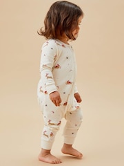 MORI Cream Jolly Journey Cotton & Bamboo Zip Up Christmas Sleepsuit - Image 2 of 7