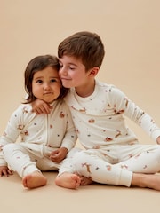 MORI Cream Jolly Journey Cotton & Bamboo Zip Up Christmas Sleepsuit - Image 3 of 7